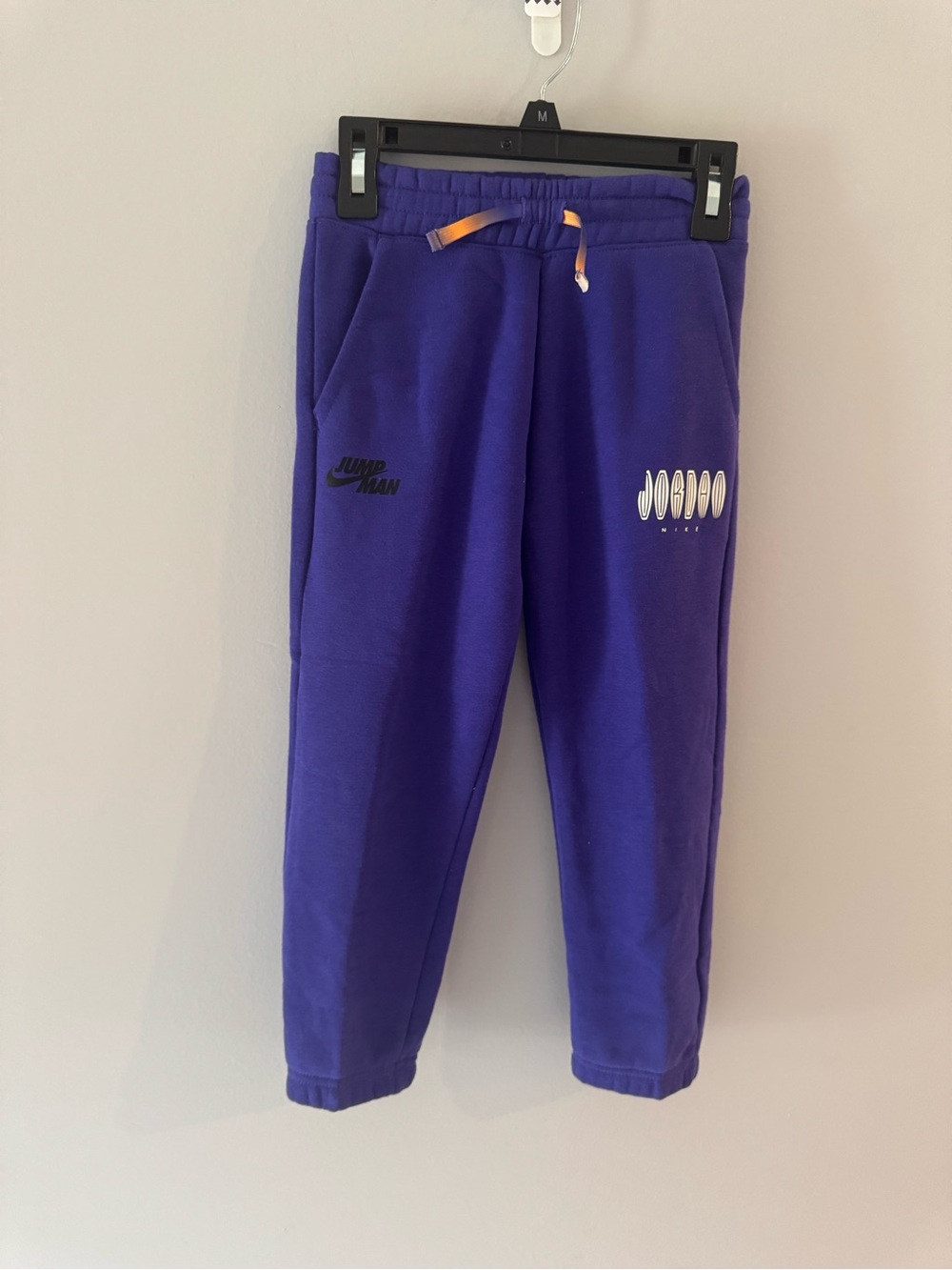 Jordan Kids Purple Jogger Sweatpants with Orange Drawstring
